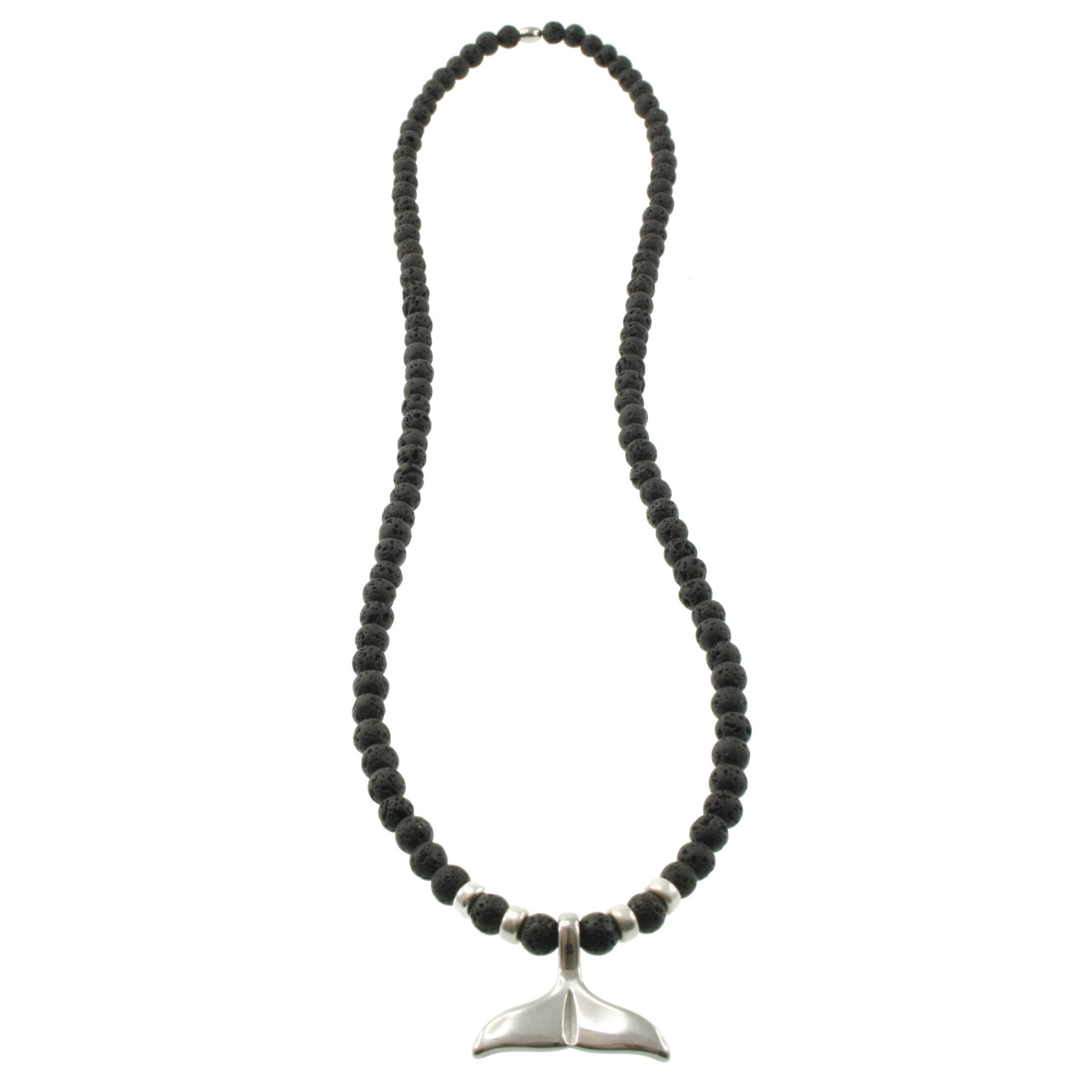 Collar de piedra volcánica negra con colgante de cola de ballena - bylucia